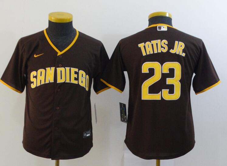 Youth San Diego Padres 23 Tatis jr brown Game 2021 Nike MLB Jersey